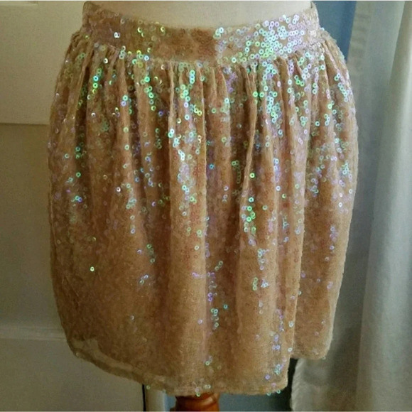 Sequined Mini Skirt by BCBGeneration Skirt Peach Sequins Size 6 - Picture 1 of 5